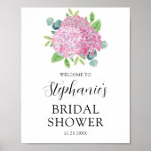 Roze hydrangea Botanisch Vrijgezellenfeest Welkom Poster (Voorkant)
