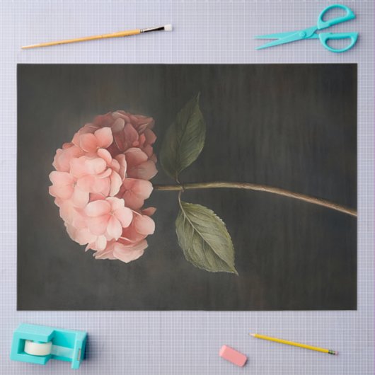 Roze Hydrangea Botanische Schilderij Decoupage Tissuepapier (Craft)