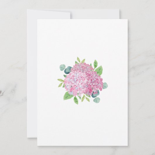 Roze Hydrangea Botanische Vrijgezellenfeest Dank u Kaart (Achterkant)
