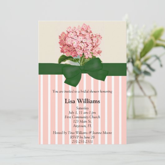 Roze hydrangea Bridal Shower Kaart (Staand voorkant)