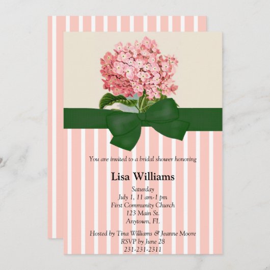 Roze hydrangea Bridal Shower Kaart (Voorkant / Achterkant)
