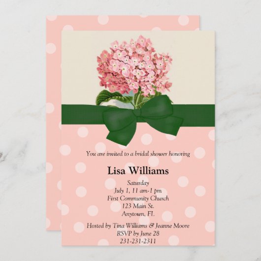 Roze hydrangea Bridal Shower Kaart (Voorkant / Achterkant)