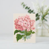 Roze Hydrangea Briefkaart (Staand voorkant)