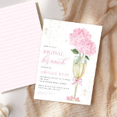 Roze Hydrangea Bruids Brunch Gouden Champagne Kaart