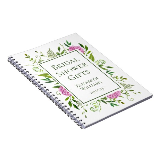 Roze Hydrangea Bruidscadeaus Notitieboek (Rechterzijde)