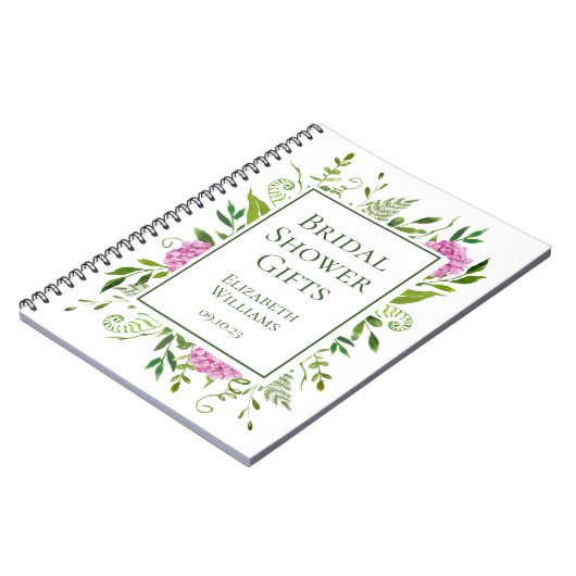 Roze Hydrangea Bruidscadeaus Notitieboek (Linkerzijde)