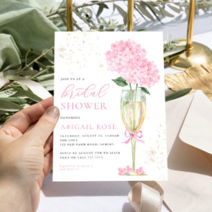 Roze Hydrangea Bruidsdouche Goud Champagne Kaart