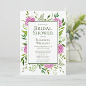 Roze Hydrangea Bruidsfeest Kaart (Staand voorkant)