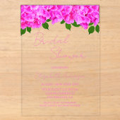 Roze Hydrangea Bruidsshowers Acryl Uitnodigingen (Voorkant)