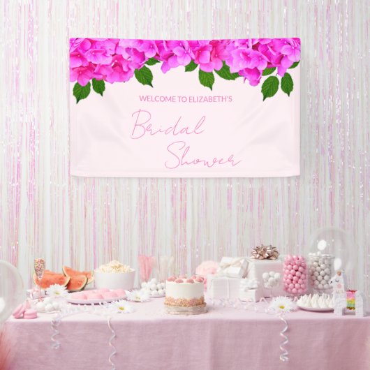 Roze Hydrangea Bruidsshowers Spandoek (Feest)