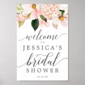 Roze Hydrangea Bruiloft Bridal Shower Welkomstbord Poster (Voorkant)