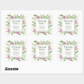Roze Hydrangea bruiloft dank u Vierkante Sticker (Vel)