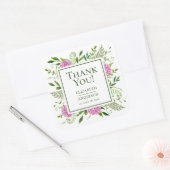 Roze Hydrangea bruiloft dank u Vierkante Sticker (Envelop)