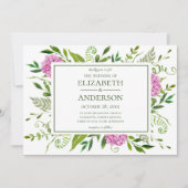 Roze Hydrangea Bruiloft Kaart (Voorkant)