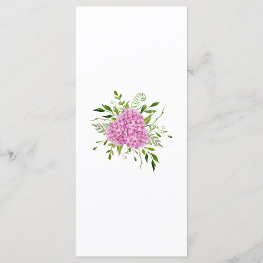 Roze Hydrangea Bruiloft Menu (Achterkant)