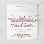 Roze Hydrangea Bruiloft Plaatskaartje (Buitenkant ongevouwen)