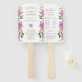 Roze Hydrangea bruiloft programma Handwaaier (Voorkant en achterkant)
