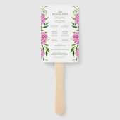 Roze Hydrangea bruiloft programma Handwaaier (Achterkant)