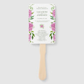 Roze Hydrangea bruiloft programma Handwaaier (Voorkant)