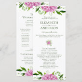 Roze Hydrangea bruiloft programma Programmakaart (Voorkant / Achterkant)