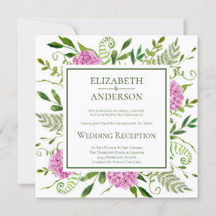 Roze Hydrangea bruiloft receptie Kaart