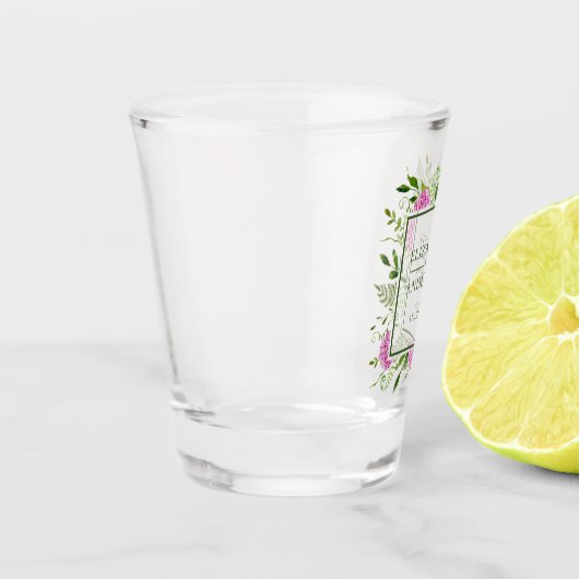 Roze Hydrangea Bruiloft Shot Glas (Links)