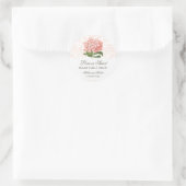 Roze Hydrangea Bruiloft Snoep Buffet Ronde Sticker (Tas)