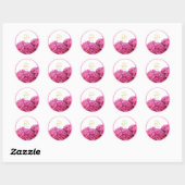 Roze Hydrangea bruiloft stickers, aangepaste trim Ronde Sticker (Vel)