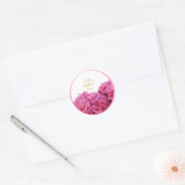 Roze Hydrangea bruiloft stickers, aangepaste trim Ronde Sticker (Envelop)