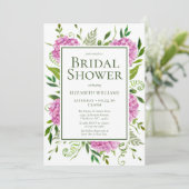 Roze Hydrangea Bruiloftsborrel Kaart (Staand voorkant)