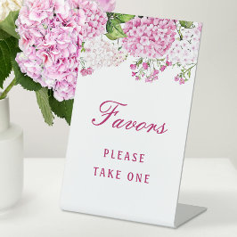 Roze Hydrangea Bruiloftsgeschenken Reclamebord Met Voetstuk