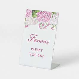 Roze Hydrangea Bruiloftsgeschenken Reclamebord Met Voetstuk