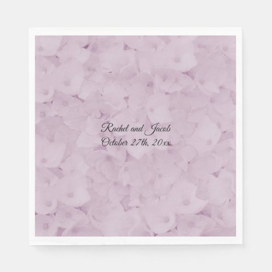 Roze Hydrangea Bruiloftspapieren Servetten (Voorkant)