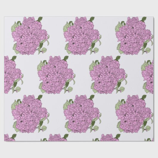 Roze hydrangea cadeaupapier (Vlak)