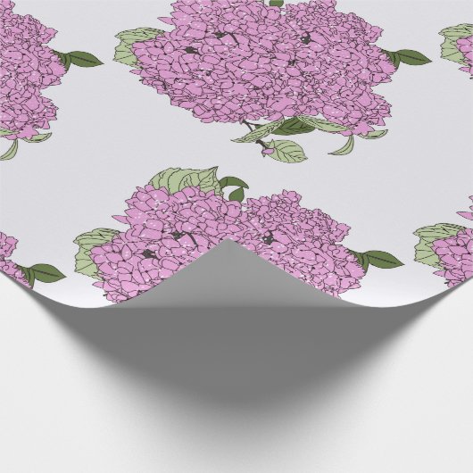Roze hydrangea cadeaupapier (Hoek)