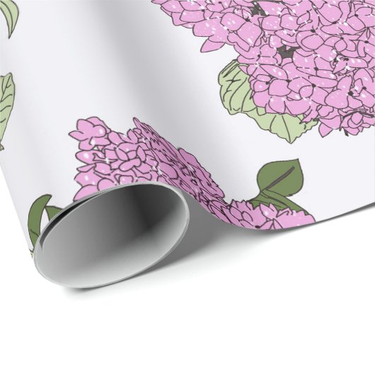 Roze hydrangea cadeaupapier (Rol Hoek)