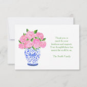 Roze Hydrangea Chinoiserie Vaas Condoleance Bedank Notitiekaartje (Voorkant)
