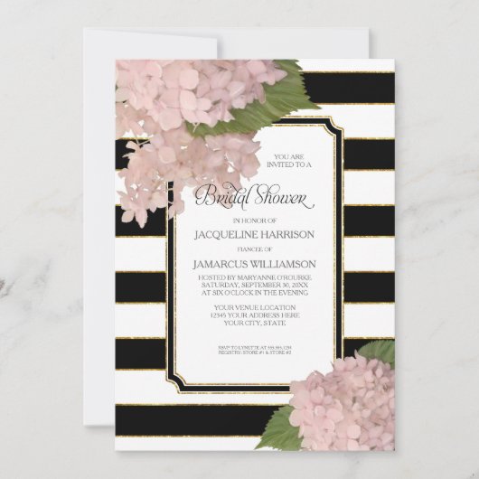  Roze Hydrangea Classy Modern Vrijgezellenfeest Kaart (Voorkant)