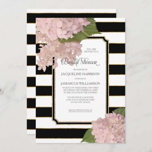  Roze Hydrangea Classy Modern Vrijgezellenfeest Kaart (Voorkant / Achterkant)