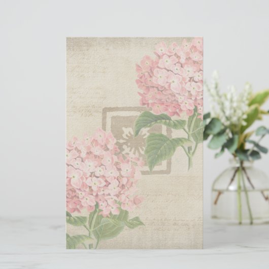 Roze Hydrangea Clusters Briefpapier (Staand voorkant)
