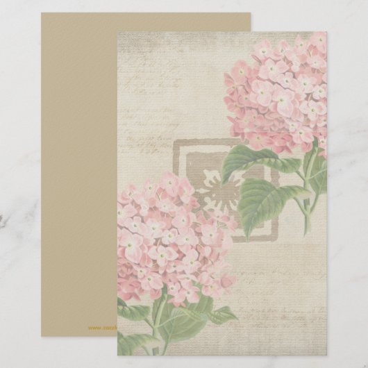 Roze Hydrangea Clusters Briefpapier (Voorkant / Achterkant)