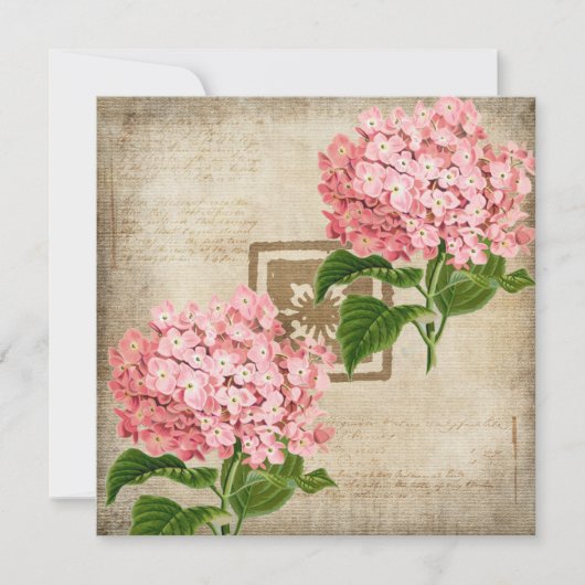 Roze Hydrangea Clusters Platte Wenskaart (Voorkant)