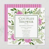 Roze Hydrangea Couples Douche Kaart (Voorkant / Achterkant)