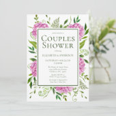 Roze Hydrangea Couples Douche Kaart (Staand voorkant)