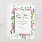 Roze Hydrangea Couples Douche Kaart (Voorkant)