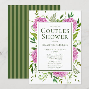 Roze Hydrangea Couples Douche Kaart