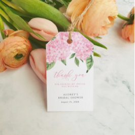 Roze Hydrangea Dank Je Wel Op Maat Gemaakte Bruids Cadeaulabel