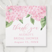 Roze Hydrangea Dank u Gepersonaliseerd Vrijgezelle Bedankjes Labels (Voorkant)