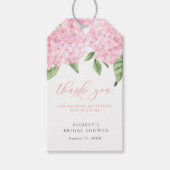 Roze Hydrangea Dank u Gepersonaliseerd Vrijgezelle Cadeaulabel (Voorkant)
