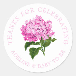  roze Hydrangea dank u voor uw gunst Ronde Sticker